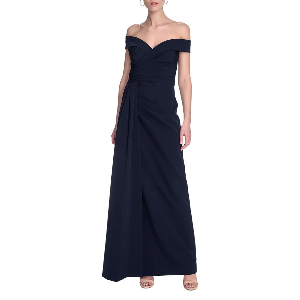 Eliza J Navy Off-Shoulder Evening Gown